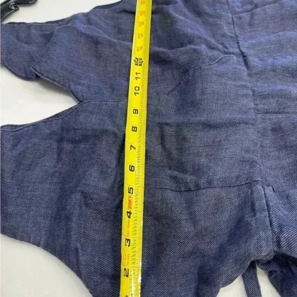 Nicole miller 100% linen blue jumpsuit with tie belt. zip up back wide leg. - Picture 6 of 11